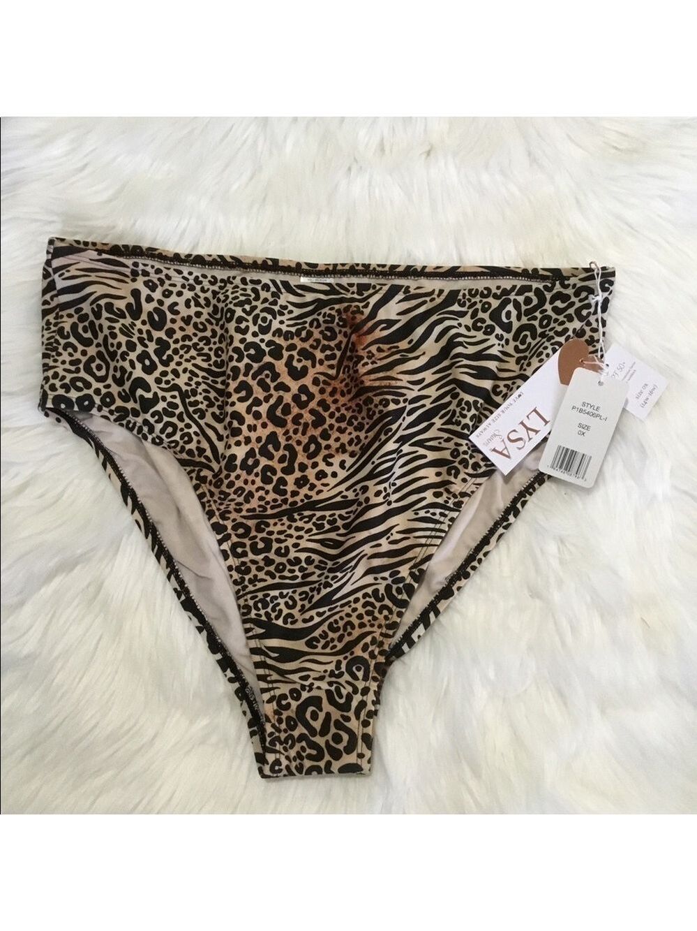 Lysa Evelyn 0X leopard print tummy slimming high rise bikini bottom